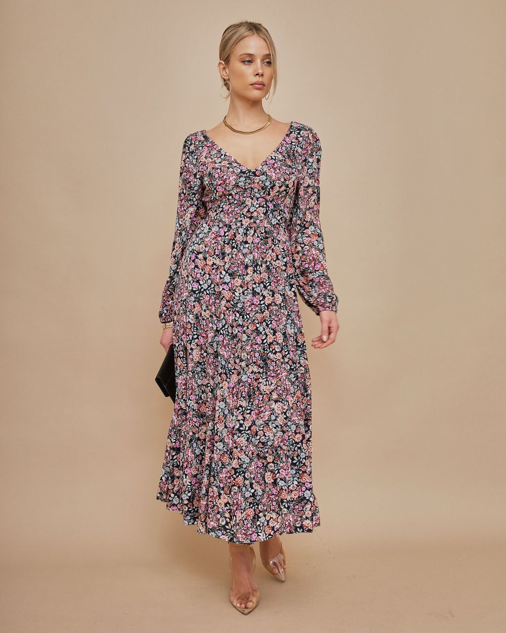 Meredith Tie Back Floral Midi Dress sold by Vici product image thumbnail 3