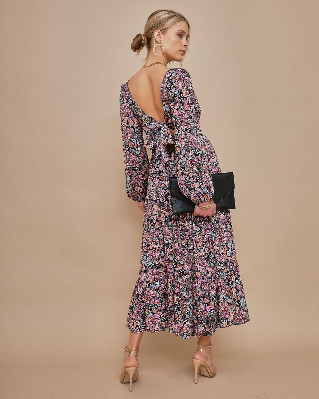 Meredith Tie Back Floral Midi Dress sold by Vici product image thumbnail 4