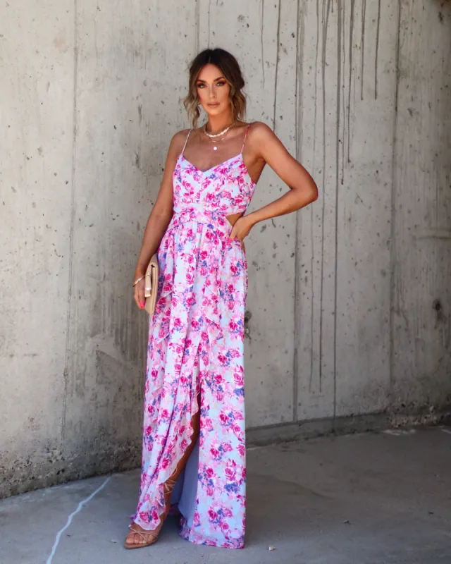 Ever So Sweet Floral Side Cutout Maxi Dress sold by Vici