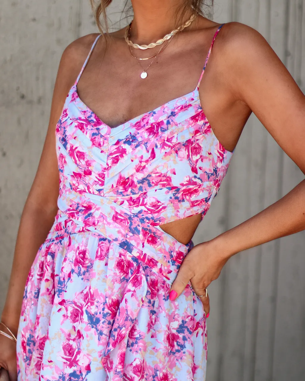 Ever So Sweet Floral Side Cutout Maxi Dress sold by Vici product image thumbnail 2