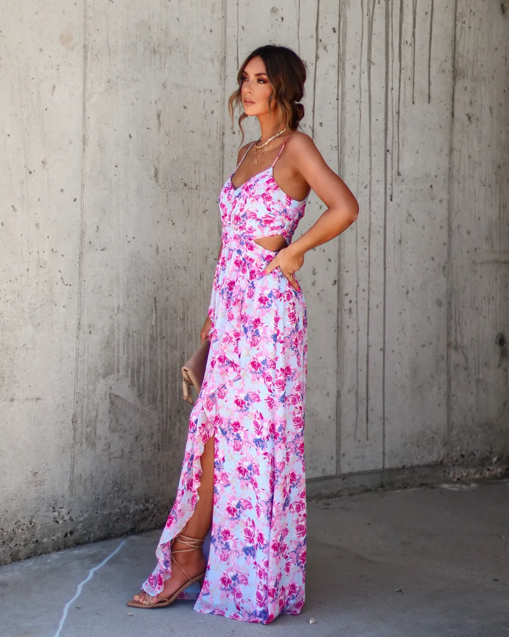 Ever So Sweet Floral Side Cutout Maxi Dress sold by Vici product image thumbnail 5