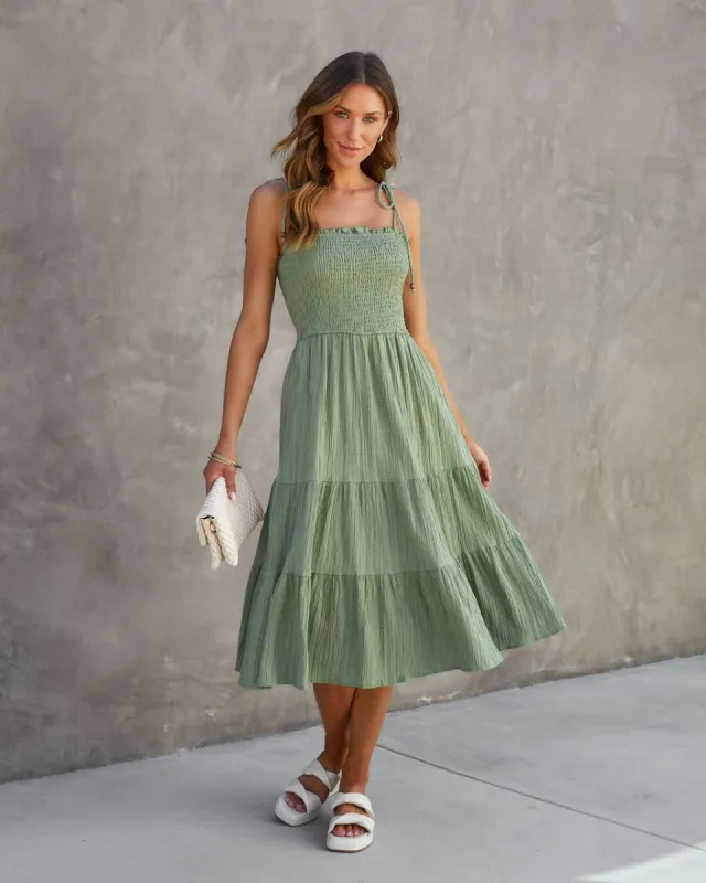 Fling For Spring Smocked Tiered Midi Dress made by Vici