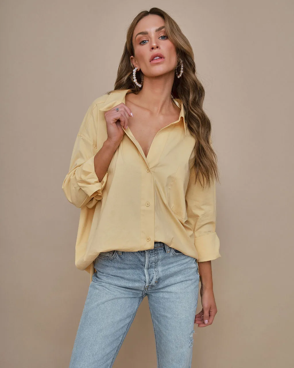 Federica Cotton Button Down Top sold by Vici