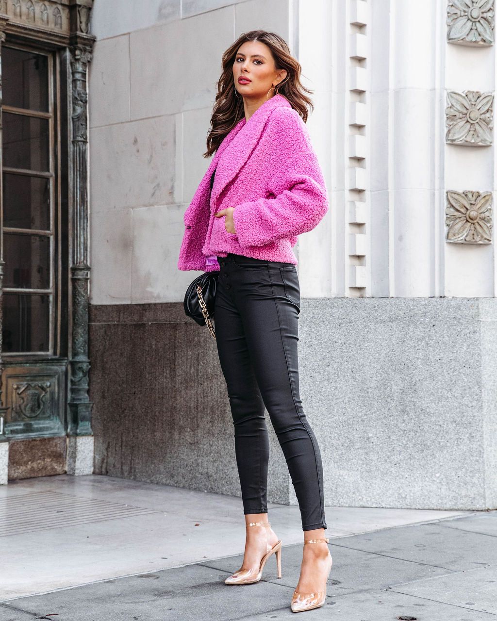 Wednesdays We Wear Pink Teddy Pocketed Jacket - FINAL SALE sold by Vici product image thumbnail 3