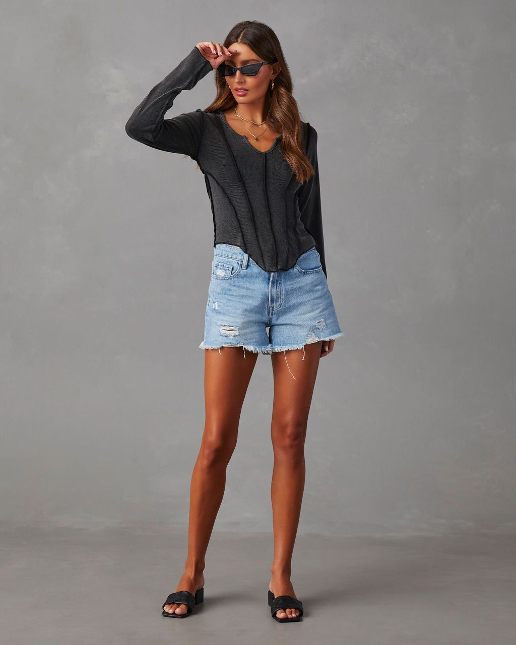 Mestara Ribbed Knit Long Sleeve Top - Black - SALE sold by Vici product image thumbnail 7