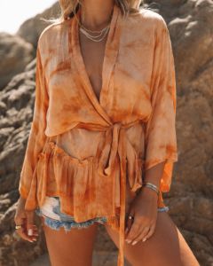 Fan The Flames Tie Dye Kimono Wrap Top - FINAL SALE sold by Vici
