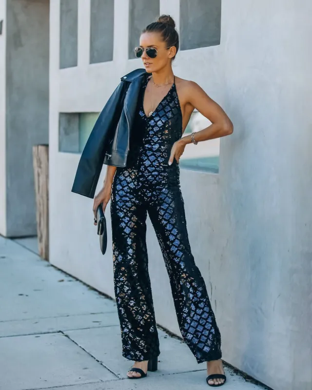 Event Ready Sequin Halter Jumpsuit - FINAL SALE sold by Vici