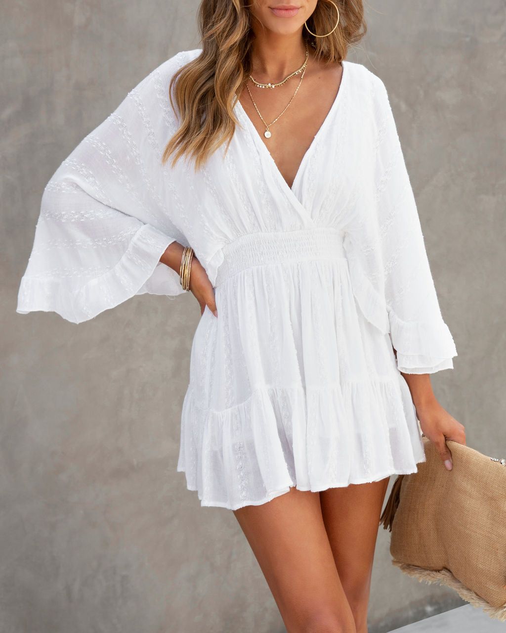 Where The Wind Blows Wide Sleeve Mini Dress sold by Vici product image thumbnail 3