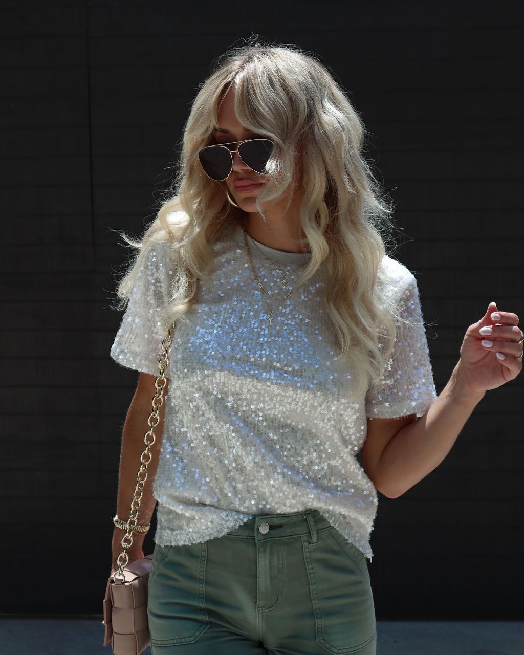 Dreamscape Sequin Cut Out Top - Nude/Pink - FINAL SALE sold by Vici product image thumbnail 6