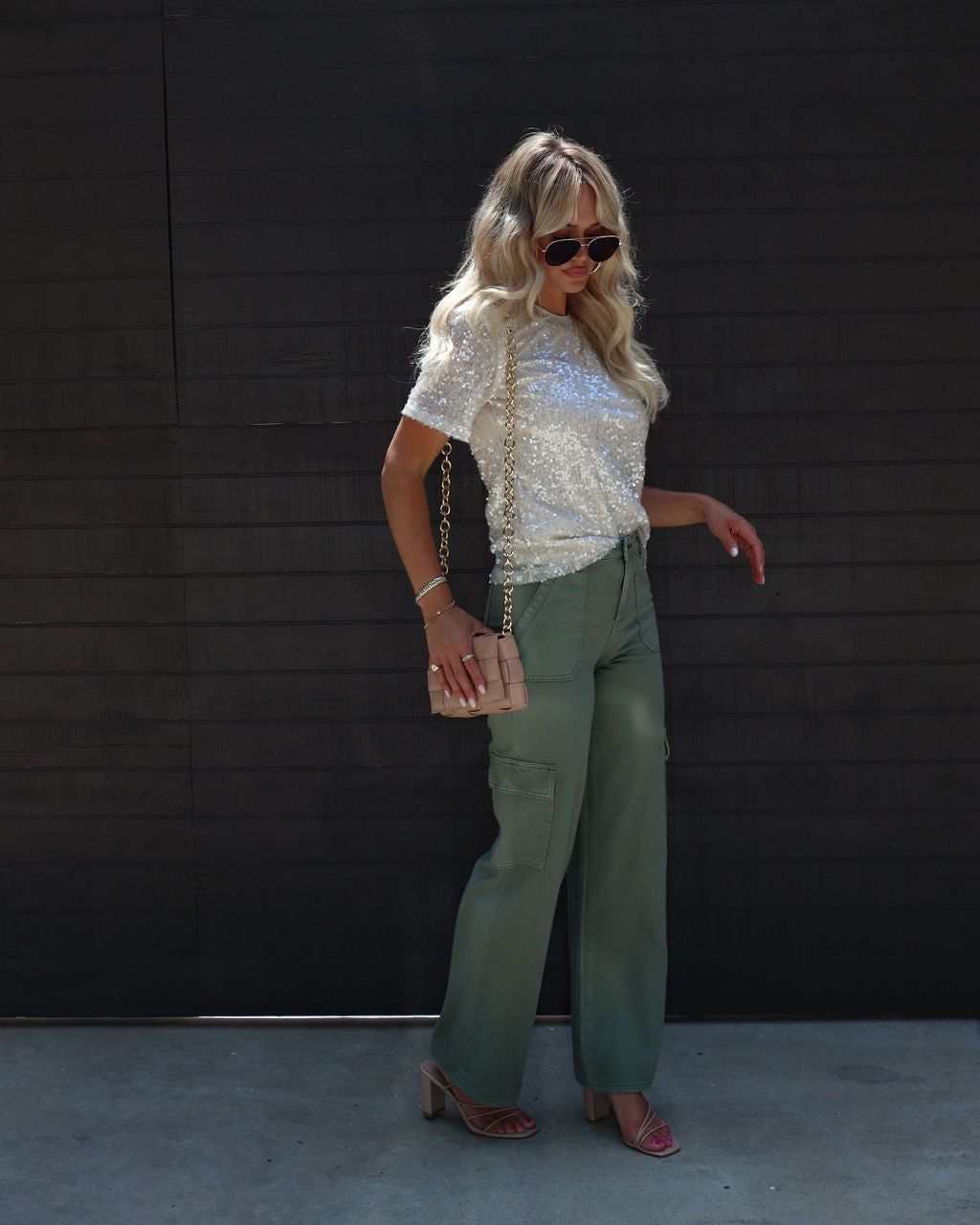 Dreamscape Sequin Cut Out Top - Nude/Pink - FINAL SALE sold by Vici product image thumbnail 4