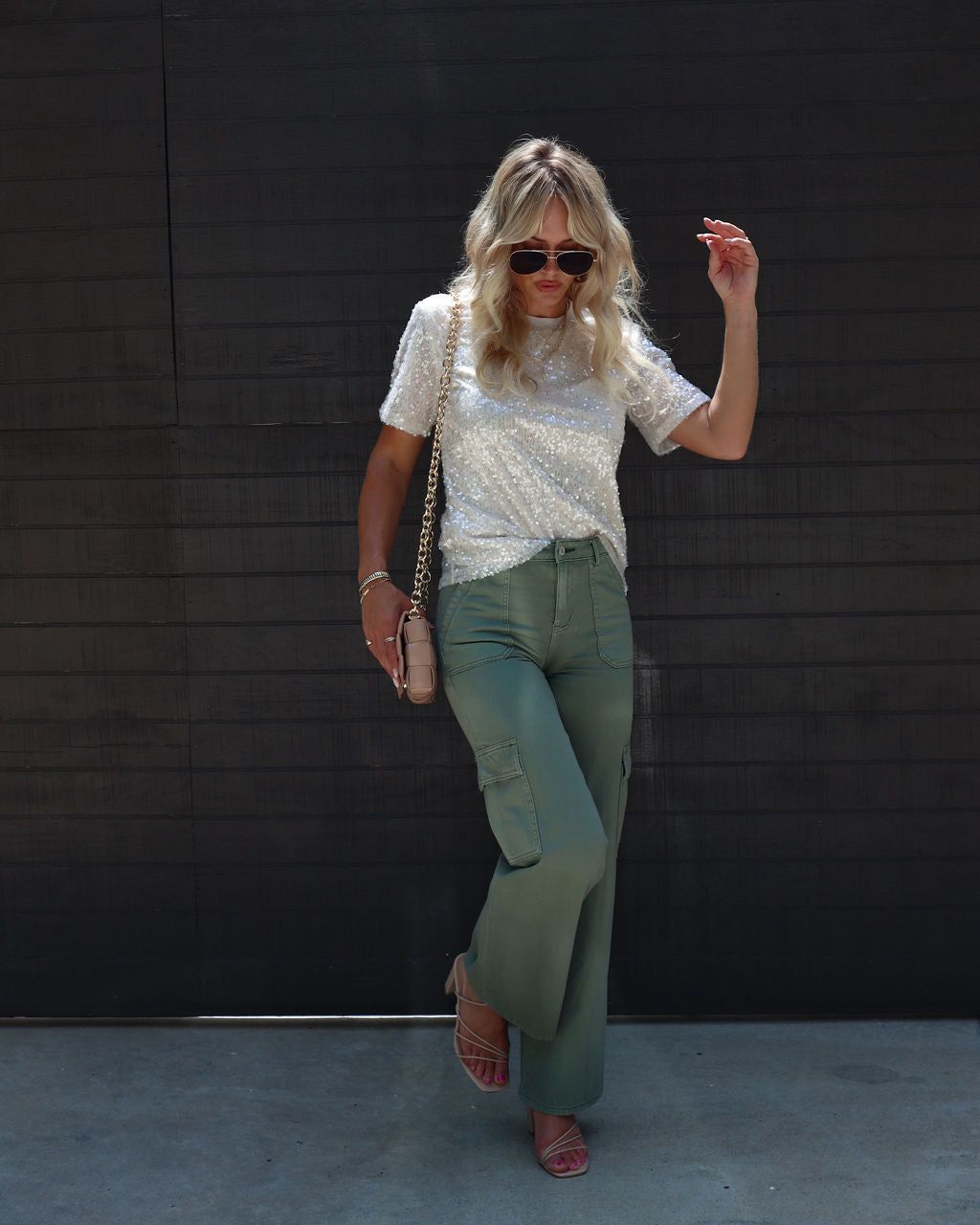 Dreamscape Sequin Cut Out Top - Nude/Pink - FINAL SALE sold by Vici product image thumbnail 3