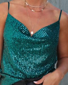 Trendsetting Diva Sequin Cowl Neck Top sold by Vici