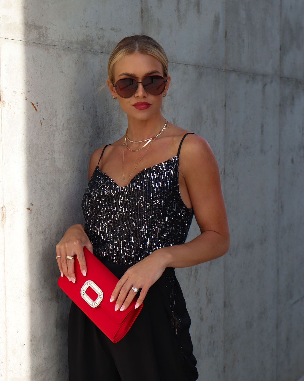 Trendsetting Diva Sequin Cowl Neck Top sold by Vici