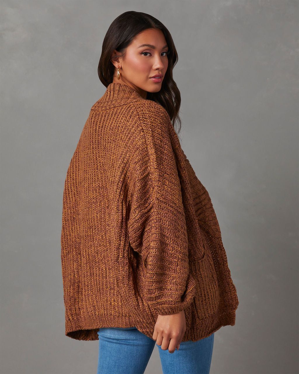 Garcelle Oversized Open Front Knit Cardigan - Camel sold by Vici product image thumbnail 4