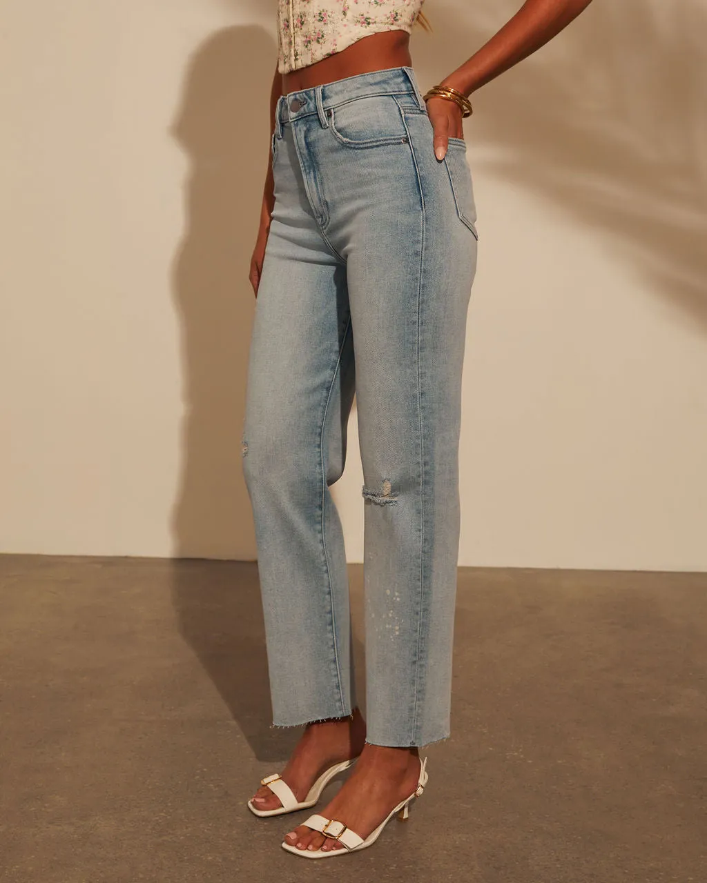 Frances Distressed Straight Leg Jeans sold by Vici