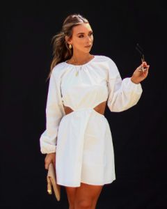 Kristen Cotton Side Cutout Mini Dress sold by Vici