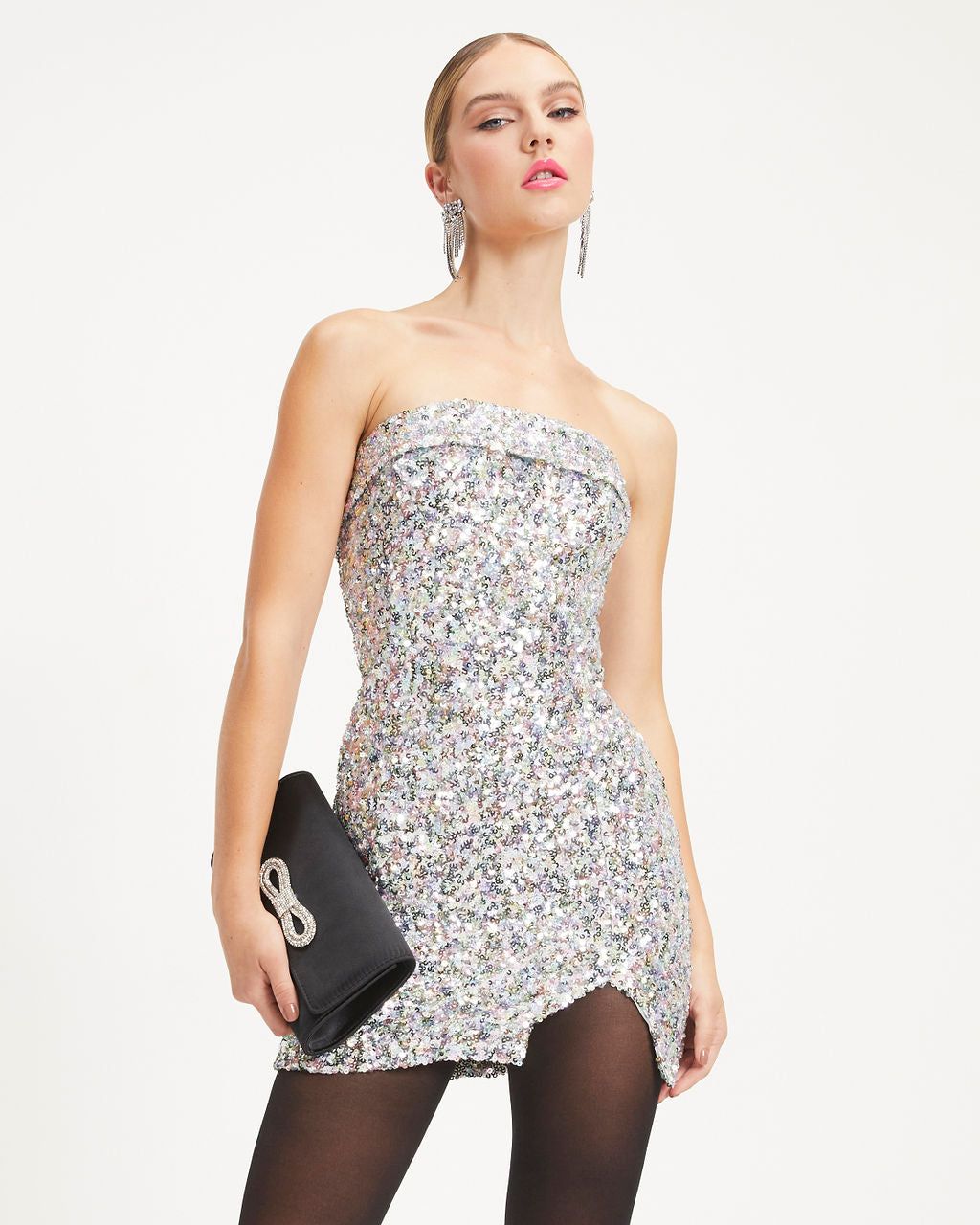 Sparkle On Honey Strapless Slit Mini Dress sold by Vici product image thumbnail 3