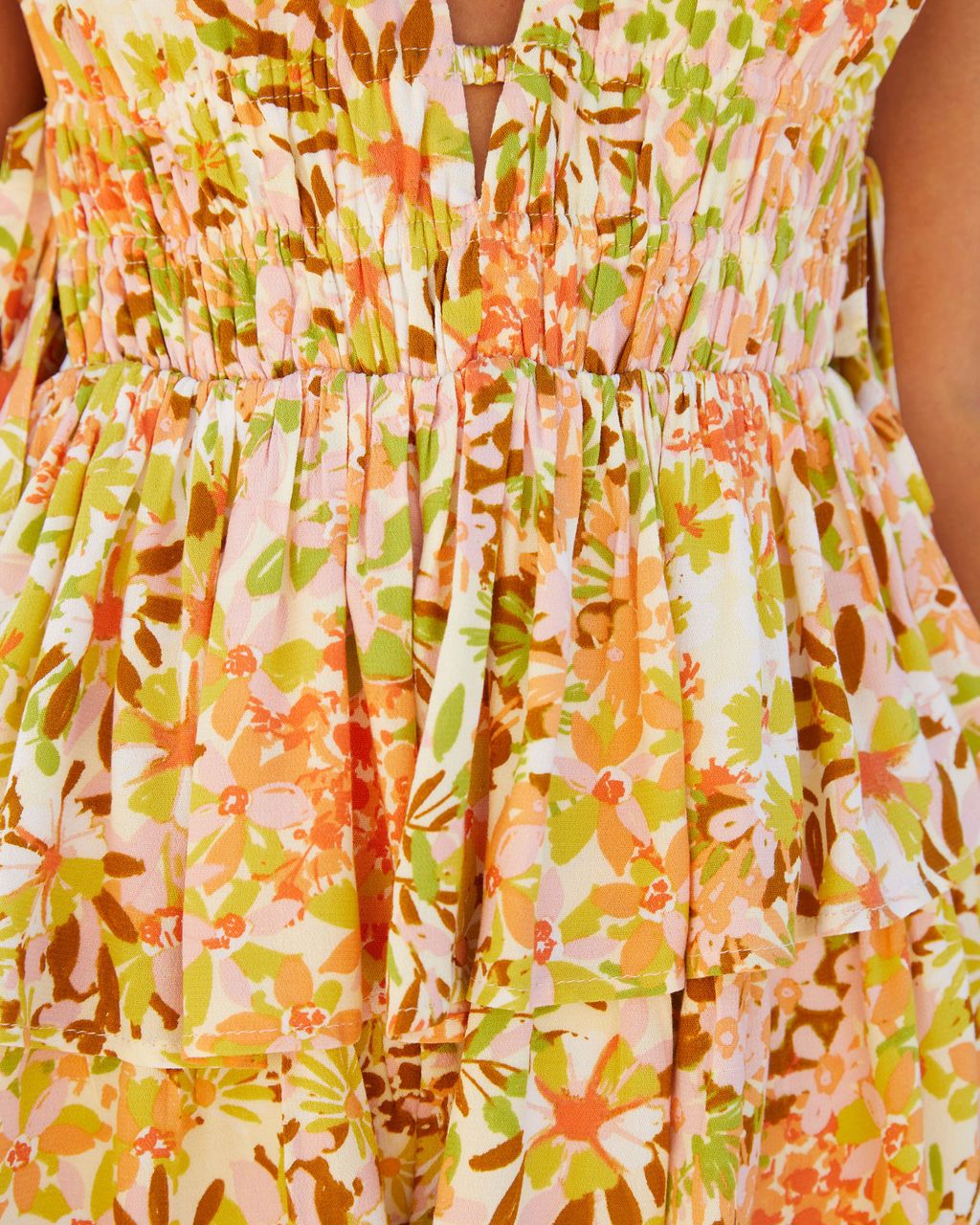 Tropic Perfect Floral Tiered Side Tie Mini Dress - FINAL SALE sold by Vici product image thumbnail 3