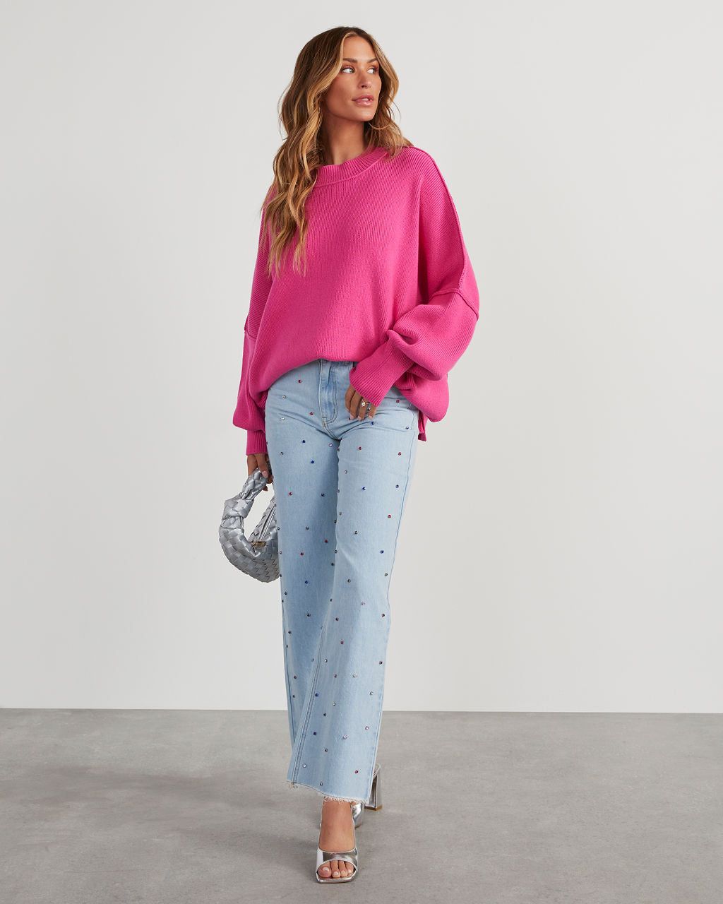 Elouise Knit Oversized Pullover Sweater - Hot Pink sold by Vici product image thumbnail 3