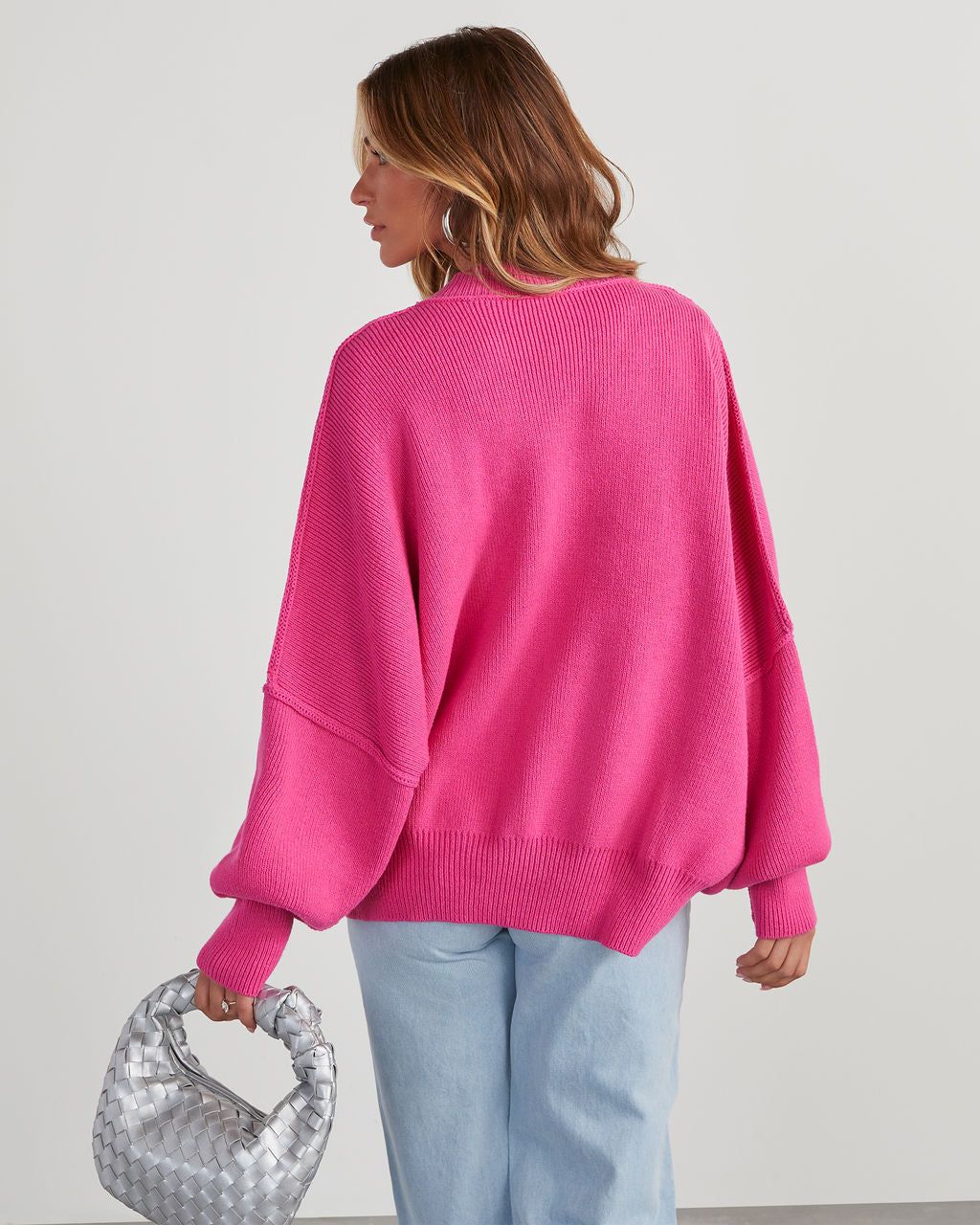 Elouise Knit Oversized Pullover Sweater - Hot Pink sold by Vici product image thumbnail 4