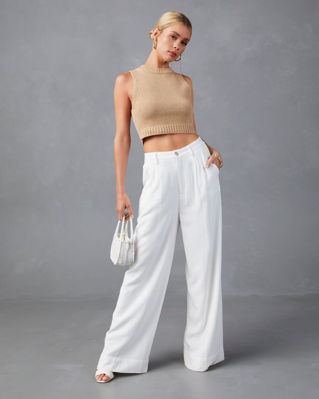 Amadora Knit Crop Tank - Sand - SALE sold by Vici product image thumbnail 4