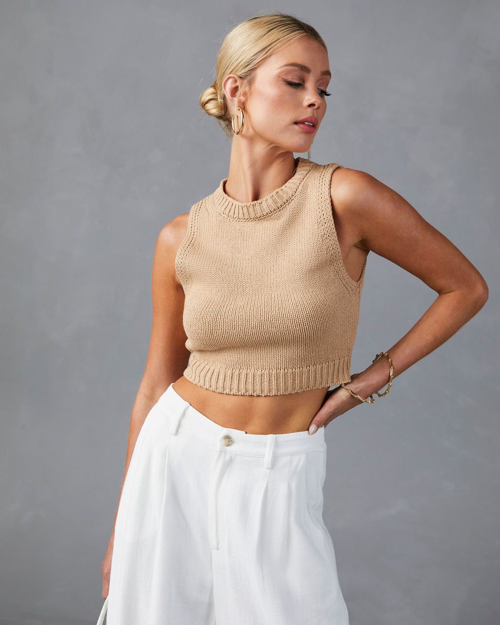 Amadora Knit Crop Tank - Sand - SALE sold by Vici product image thumbnail 5