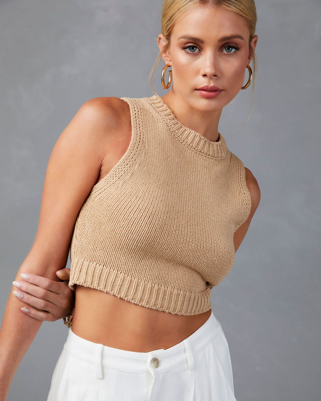 Amadora Knit Crop Tank - Sand - SALE sold by Vici product image thumbnail 3