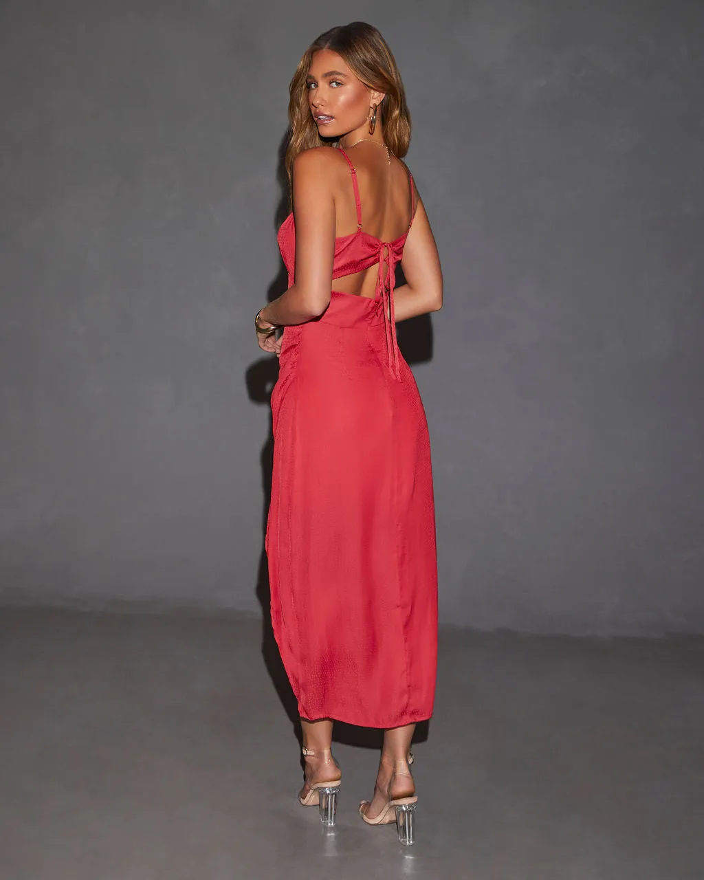 Minnie Asymmetrical Slip Midi Dress sold by Vici product image thumbnail 5