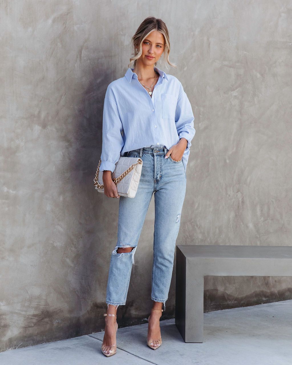 Beyond Words Cotton Button Down Top sold by Vici product image thumbnail 3