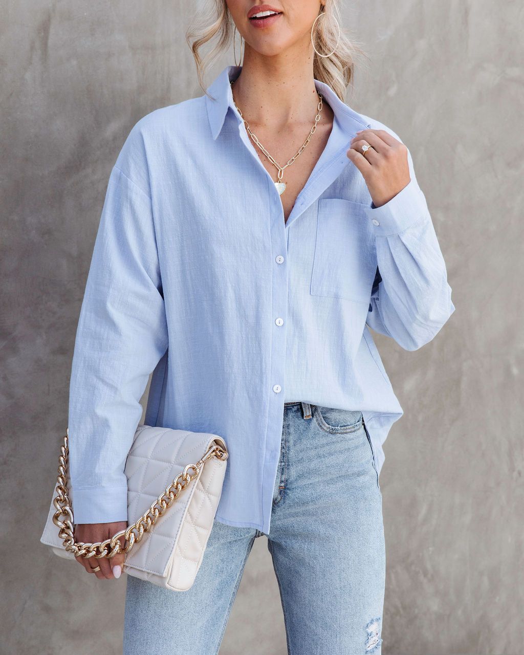 Beyond Words Cotton Button Down Top sold by Vici product image thumbnail 2