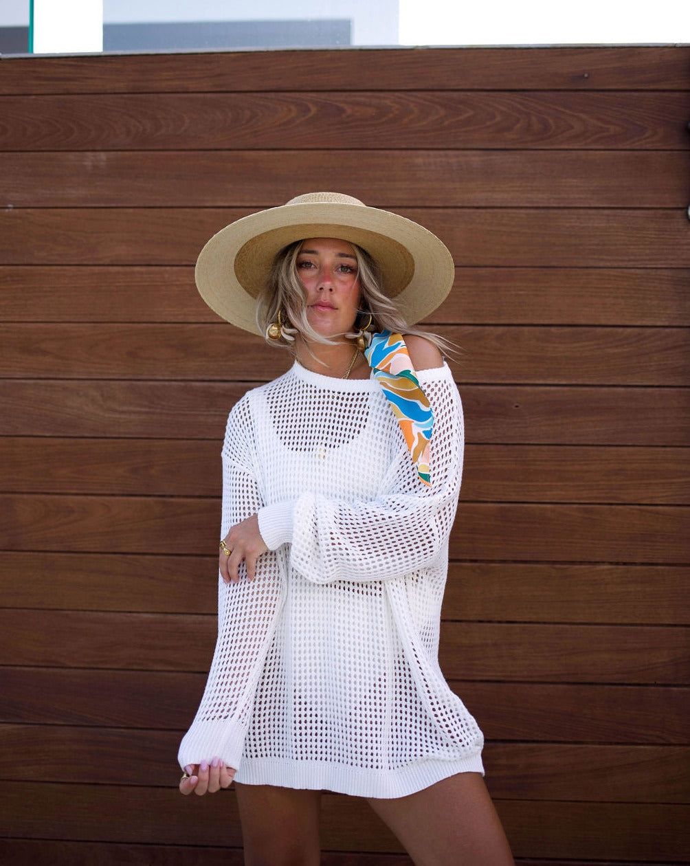 Sunset Sail Crochet Cover Up Sweater - Off White - FINAL SALE sold by Vici product image thumbnail 5