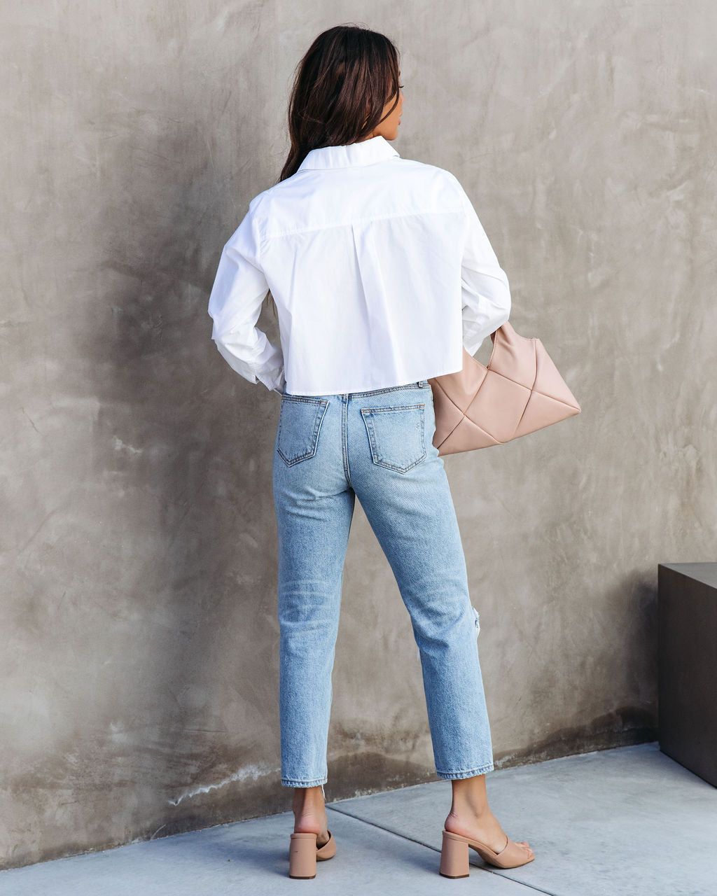 None Of Your Biz Cotton Cropped Button Up Top - White - FINAL SALE sold by Vici product image thumbnail 4