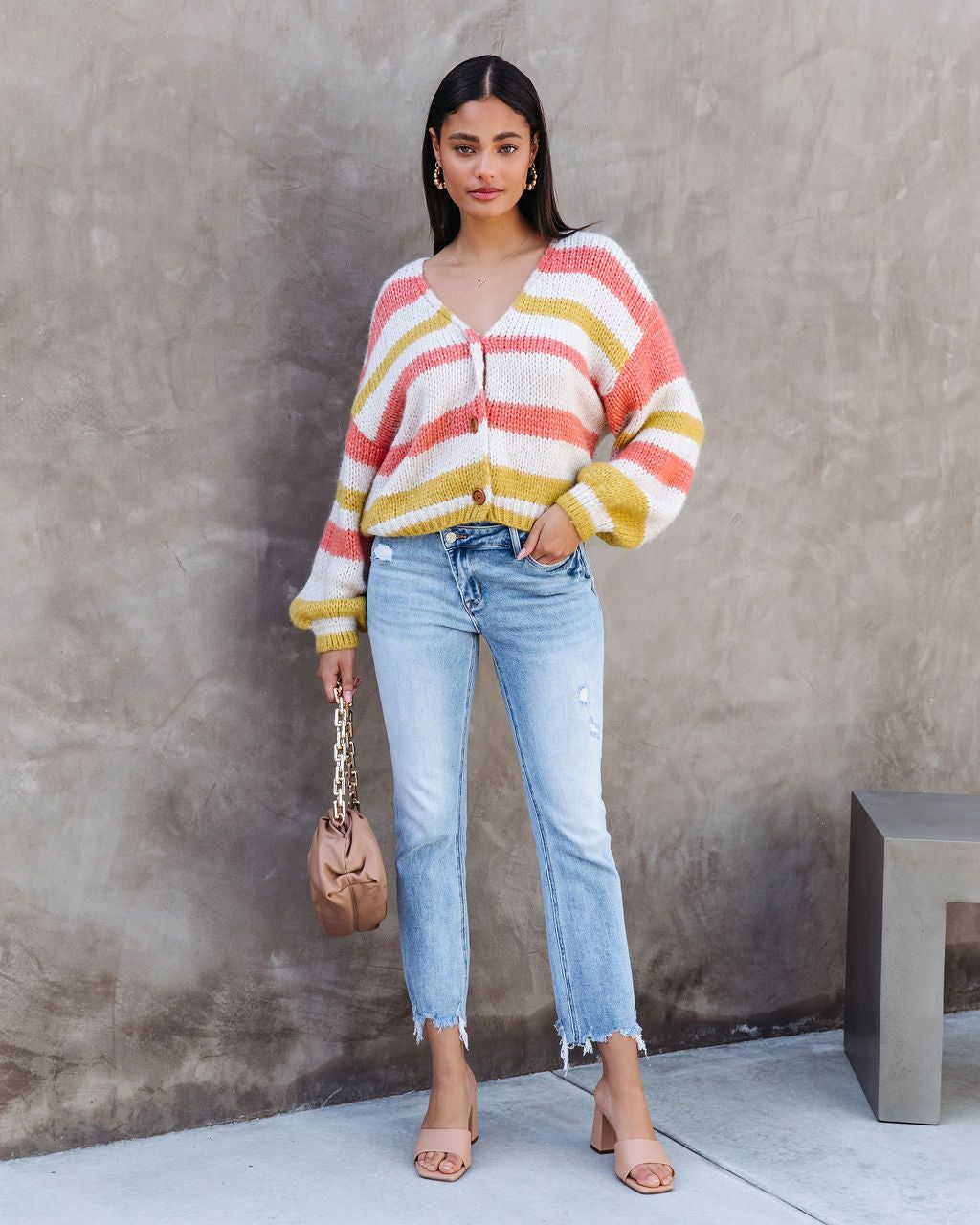 Blissful Day Stripe Button Front Cardigan - FINAL SALE sold by Vici product image thumbnail 3