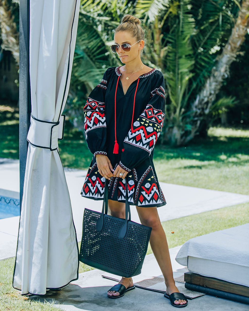 Clear The Air Cotton + Linen Embroidered Dress - FINAL SALE sold by Vici product image thumbnail 6