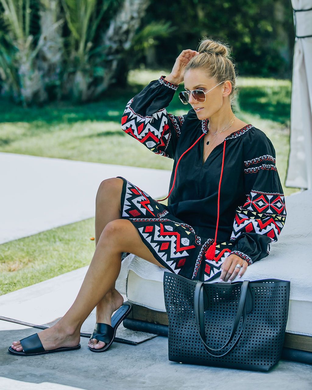 Clear The Air Cotton + Linen Embroidered Dress - FINAL SALE sold by Vici product image thumbnail 10