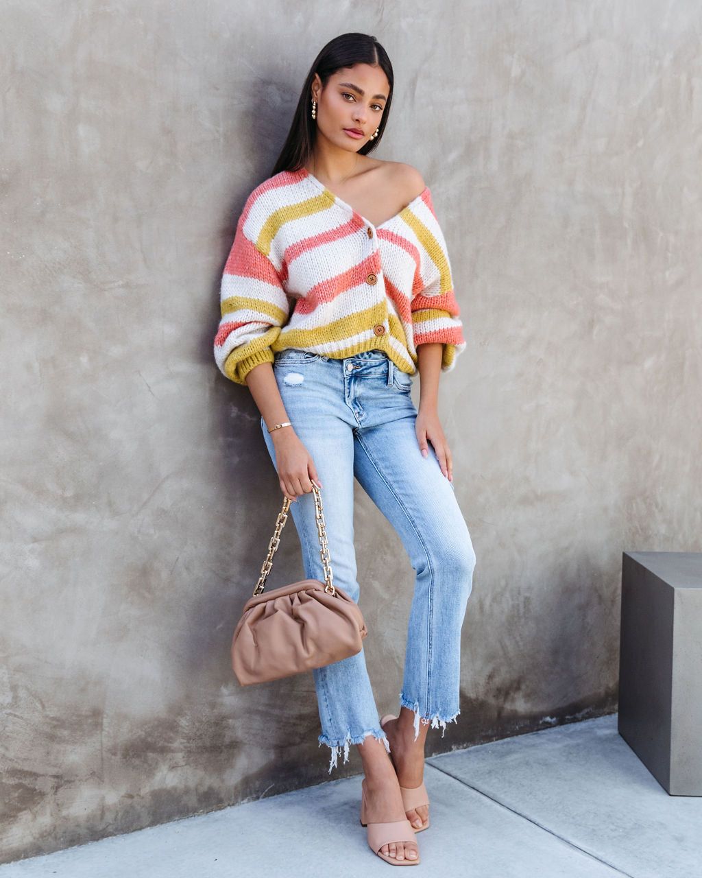 Blissful Day Stripe Button Front Cardigan - FINAL SALE sold by Vici product image thumbnail 6