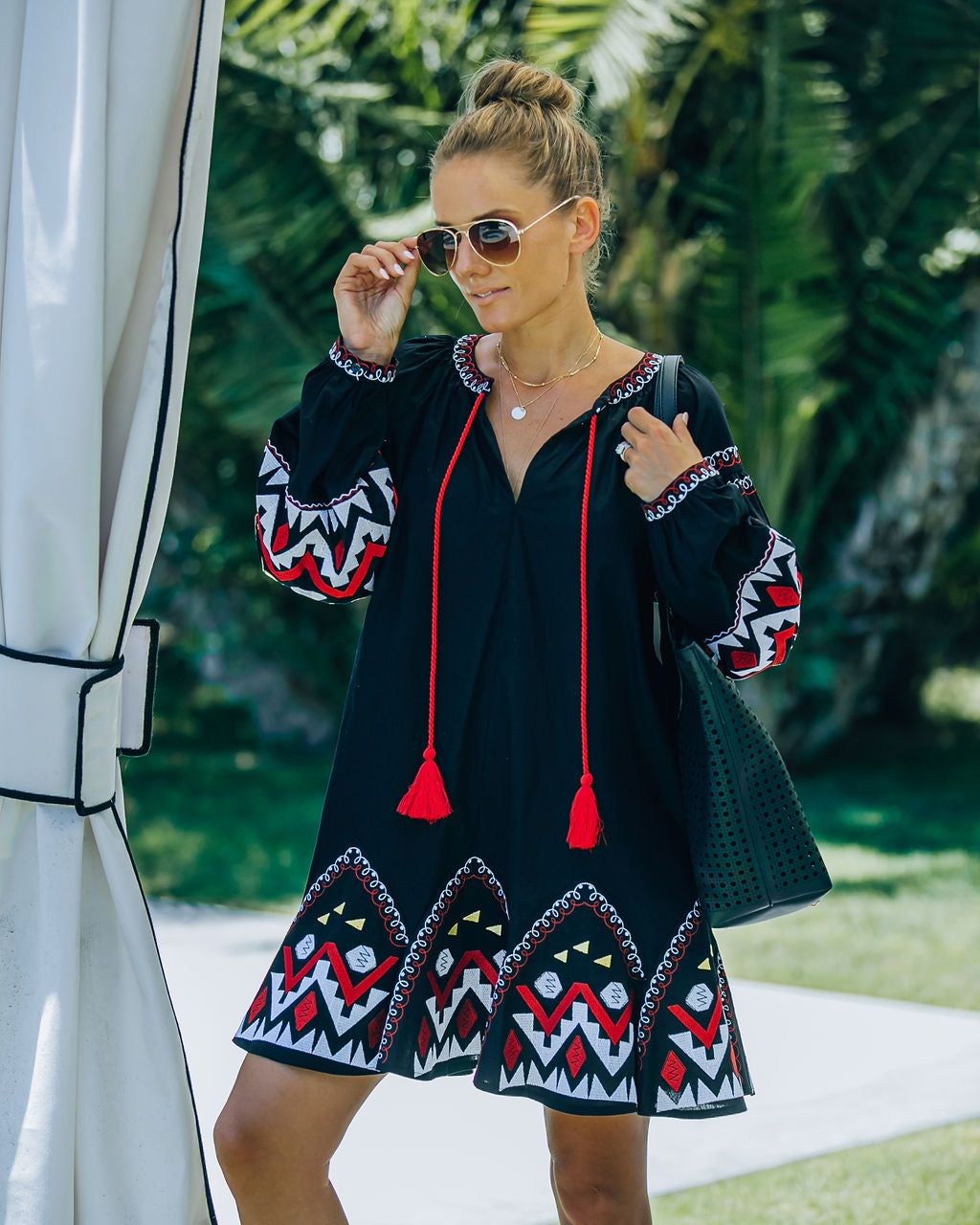 Clear The Air Cotton + Linen Embroidered Dress - FINAL SALE sold by Vici product image thumbnail 3