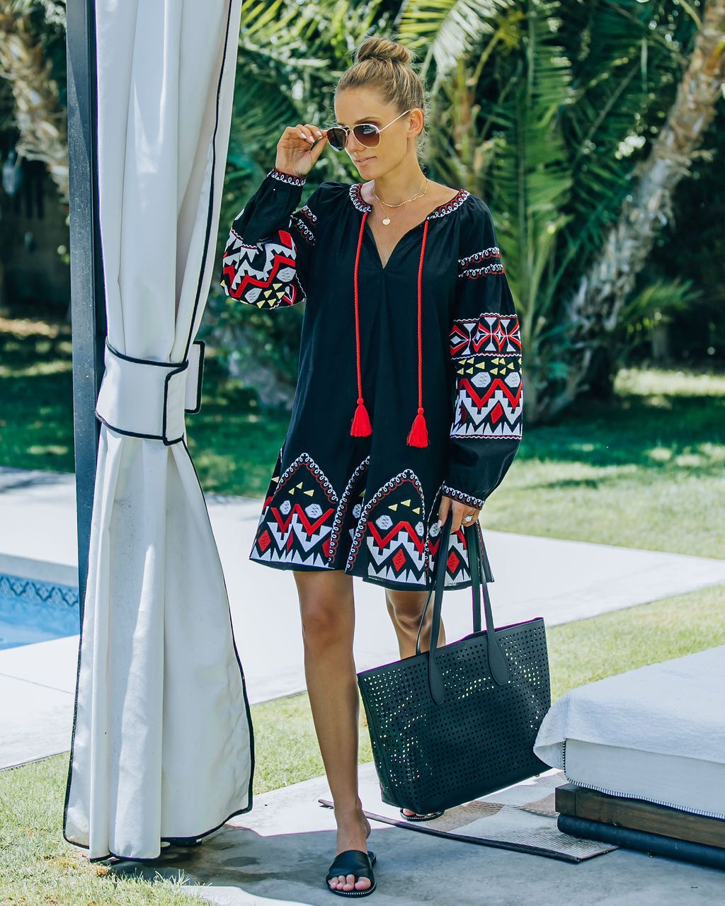 Clear The Air Cotton + Linen Embroidered Dress - FINAL SALE sold by Vici product image thumbnail 9