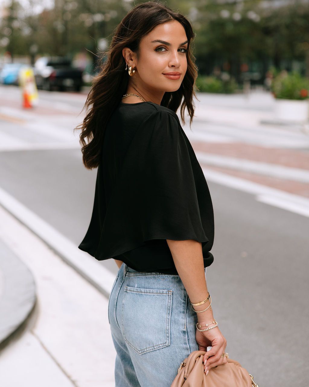 Gretchen V-Neck Flutter Sleeve Top - Black - FINAL SALE sold by Vici product image thumbnail 4