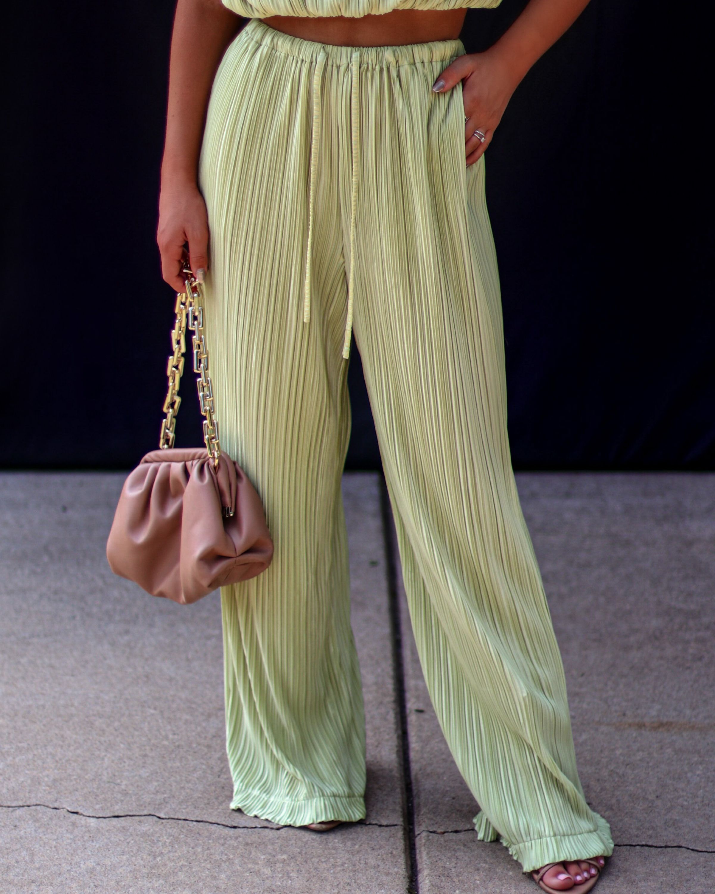 Resort Stay Plisse Wide Leg Pants sold by Vici product image thumbnail 3