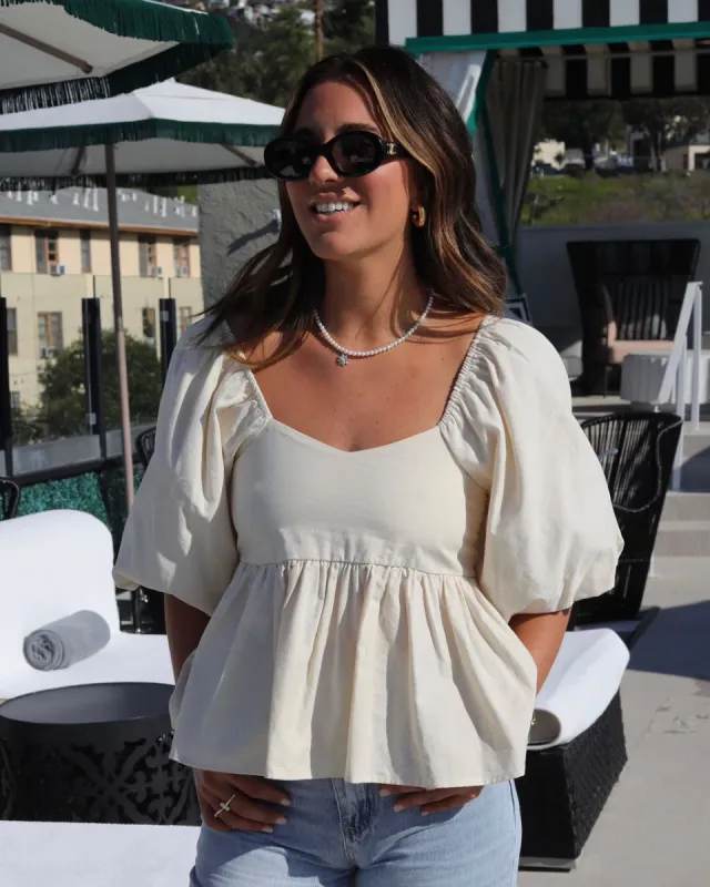 Valentina Cotton Puff Sleeve Babydoll Top sold by Vici