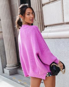 Elouise Knit Oversized Pullover Sweater - Lilac sold by Vici