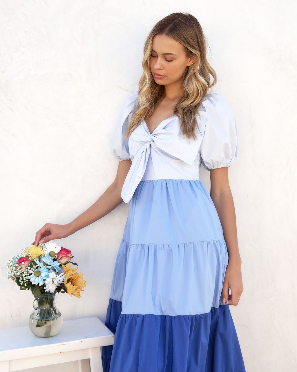 Mariel Tiered Pocketed Puff Sleeve Maxi Dress - Blue - FINAL SALE sold by Vici product image thumbnail 10