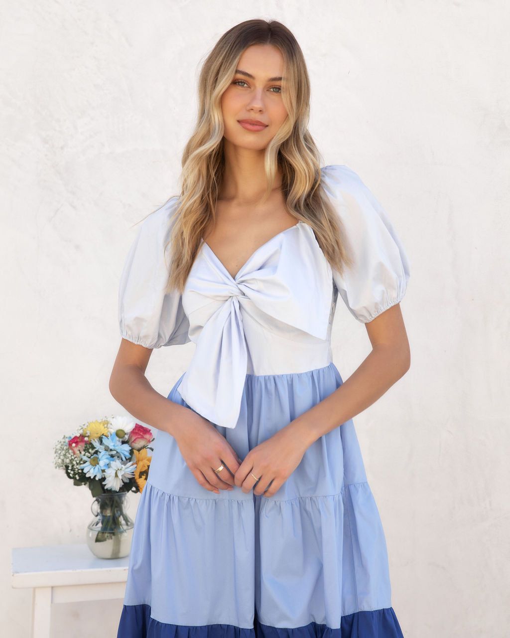 Mariel Tiered Pocketed Puff Sleeve Maxi Dress - Blue - FINAL SALE sold by Vici product image thumbnail 9