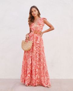 Daniella Paisley Ruffle Cutout Maxi Dress sold by Vici