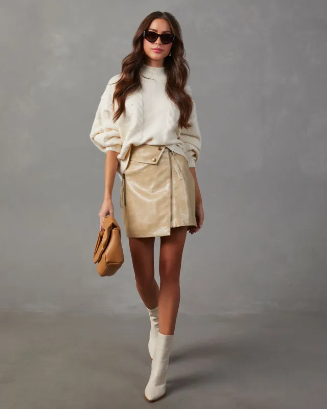 Rina Asymmetrical Zippered Mini Skirt sold by Vici