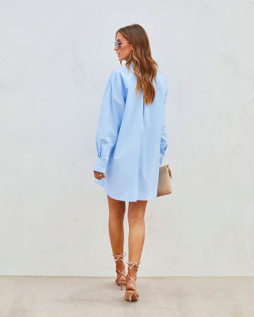 Far From Basic Cotton Button Down Shirt Dress - Light Blue - SALE sold by Vici product image thumbnail 3