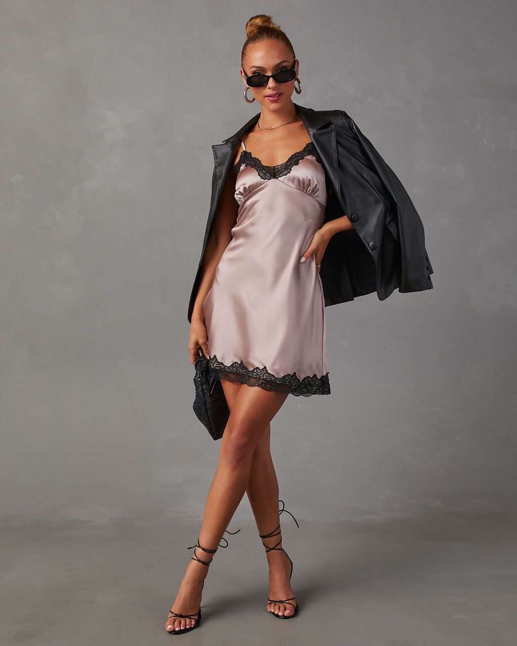 Nanette Satin Slip Mini Dress - Light Mauve sold by Vici product image thumbnail 2