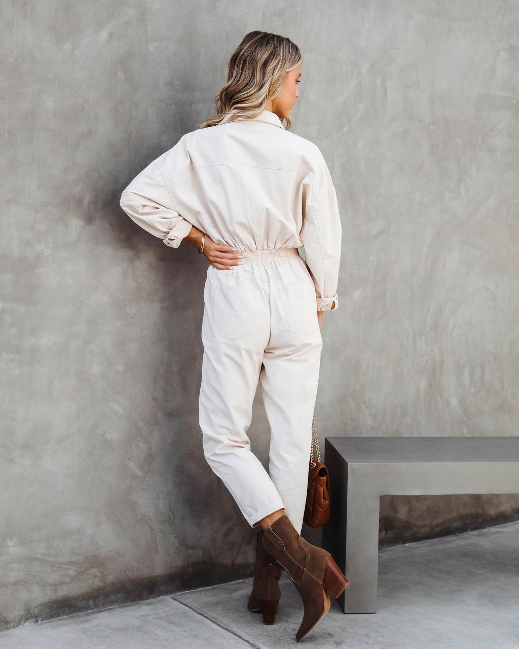 Understated Utility Cotton Pocketed Jumpsuit - Ecru - FINAL SALE sold by Vici product image thumbnail 4