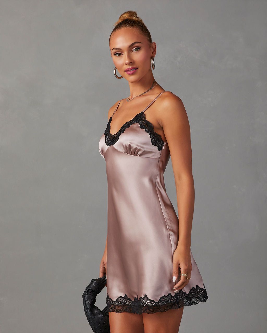 Nanette Satin Slip Mini Dress - Light Mauve sold by Vici product image thumbnail 3